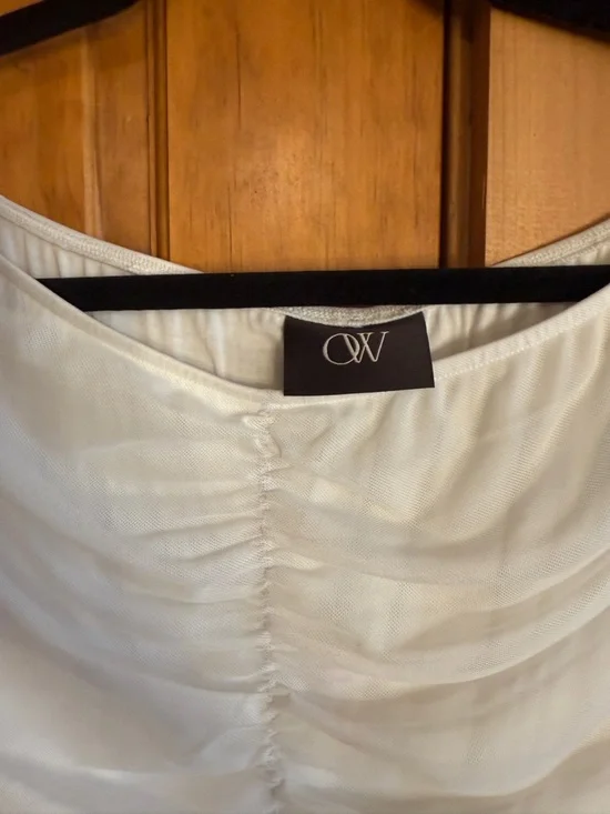 Revolve White Ruched Long-Sleeve Mini Dress - Picture 6 of 7